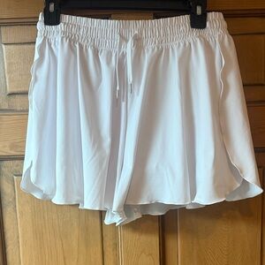 Women's White Flowing Shorts